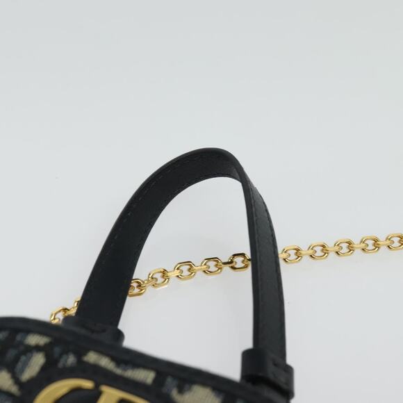 DIOR Oblique Trotter Canvas Phone Shoulder Bag Navy Gold - Picture 8 of 13